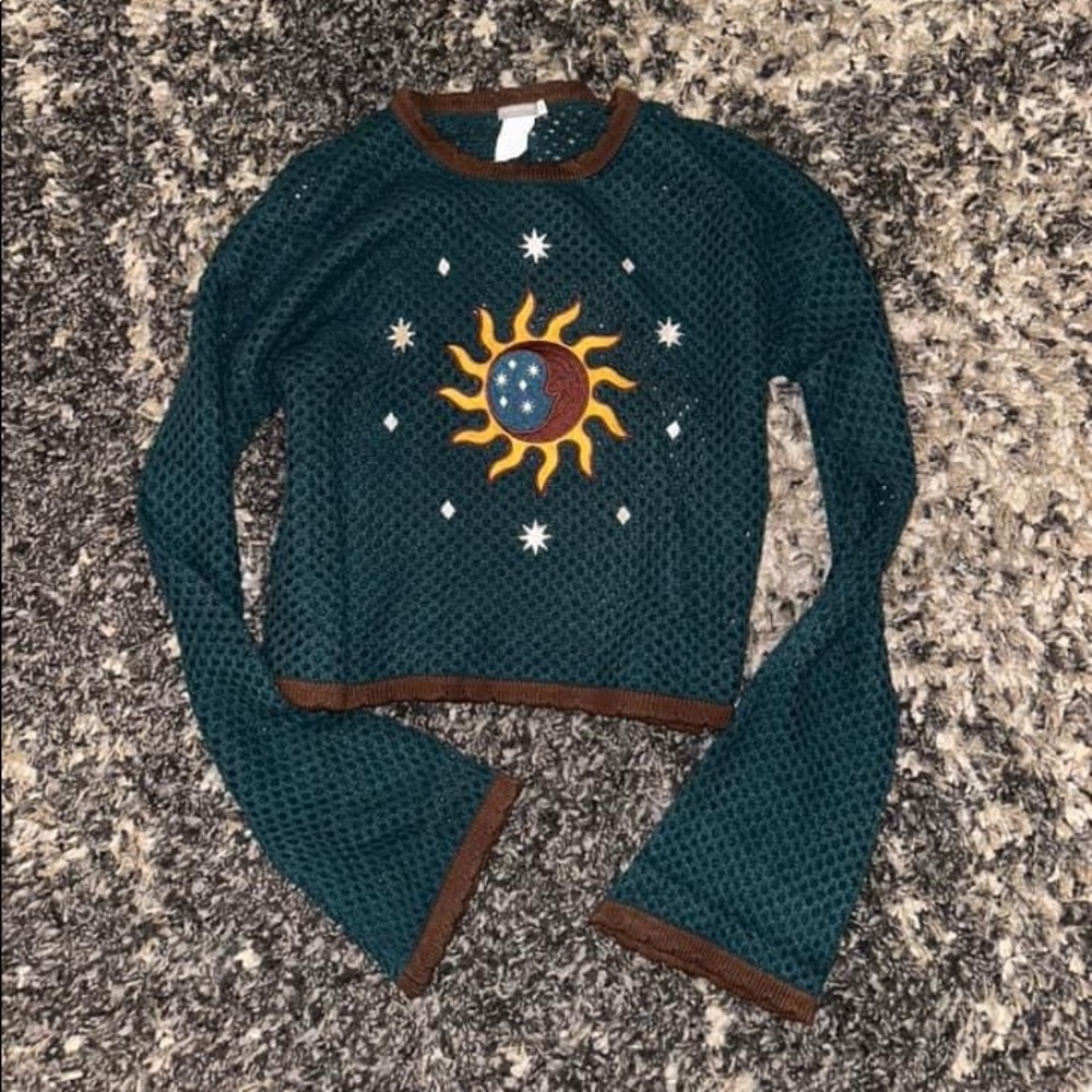 Cropped crochet sweater